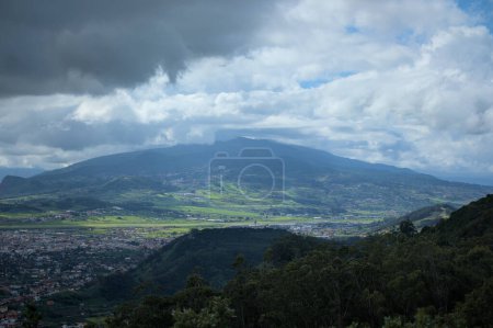 Photo for Beautiful green landscape with mountain and clouds. Beautiful nature background. Nature panorama photo. - Royalty Free Image