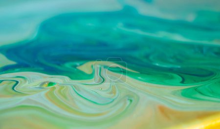 Photo for Beautiful fluid art natural luxury painting. Marbleized effect. Ancient oriental drawing technique. Teal, green, blue and turquoise colors. Abstract decorative marble texture. - Royalty Free Image