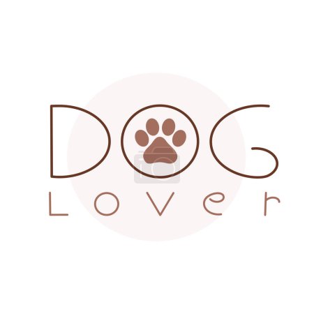 Ilustración de Dog lover text. Pets quote. Love for animal. Dog digital art. Vector logo simple minimalist illustration. - Imagen libre de derechos