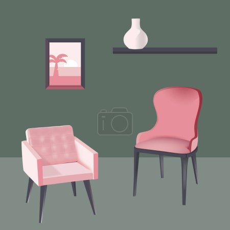 Pink chairs in the interior