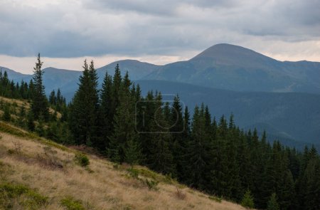 Foto de Hoverla montaña la montaña más alta de Ucrania en la cresta de la montaña Chornohora en las montañas de los Cárpatos, vista desde la cresta de Kukul - Imagen libre de derechos
