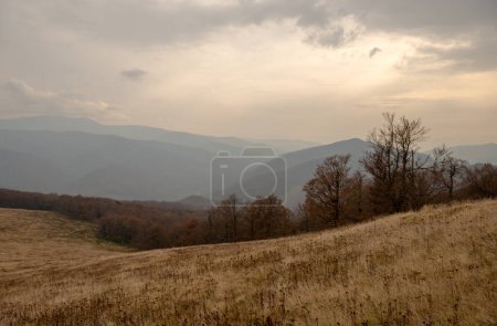 Photo for Autumn on Bozeva mountain and Borzhava range view in Carpathian mountains, Ukraine - Royalty Free Image