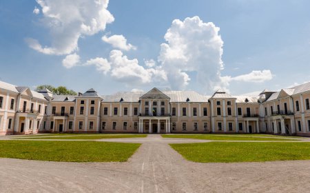 Foto de Vista del palacio de los Vyshnivets en un día soleado, Ucrania - Imagen libre de derechos