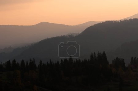 Photo for Autumn in Beskid region of Carpathian Mountains near Slavsko town, Ukraine - Royalty Free Image