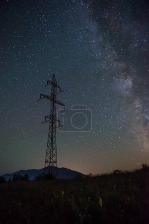 Photo for Carpathian mountains at night with spectacular night sky, Ukraine - Royalty Free Image