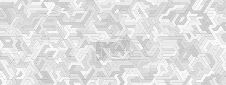 Téléchargez les illustrations : Fond abstrait avec motif labyrinthe dans différentes nuances de couleurs blanches et grises - en licence libre de droit