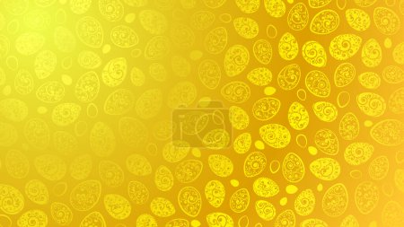 Illustration for Easter background of Easter eggs with ornaments of curls in yellow colors - Royalty Free Image