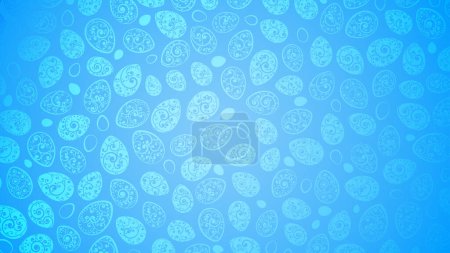 Illustration for Easter background of Easter eggs with ornaments of curls in light blue colors - Royalty Free Image