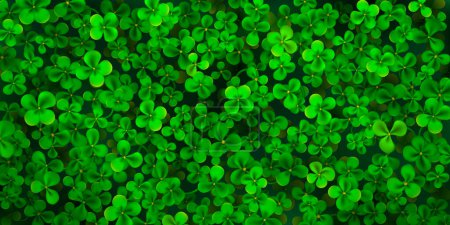 Illustration for Background for St. Patrick's Day made of realistic clover leaves in green colors - Royalty Free Image