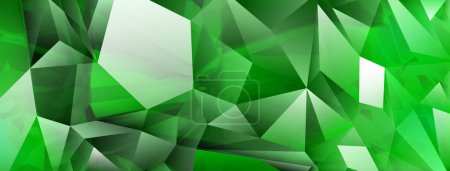 Ilustración de Fondo abstracto de cristales en colores verdes con reflejos en las facetas y refracción de la luz - Imagen libre de derechos