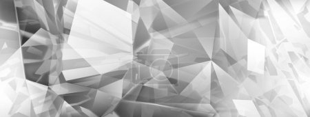 Ilustración de Fondo abstracto de cristales en colores grises con reflejos en las facetas y refracción de la luz - Imagen libre de derechos