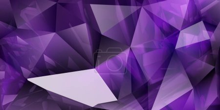 Ilustración de Fondo abstracto de cristales en colores púrpura con reflejos en las facetas y refracción de la luz - Imagen libre de derechos