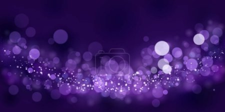 Abstrakter Hintergrund in violetten Tönen mit vielen glänzenden Funkeln, von denen einige im Fokus stehen und andere unscharf sind, wodurch ein fesselnder Bokeh-Effekt entsteht.