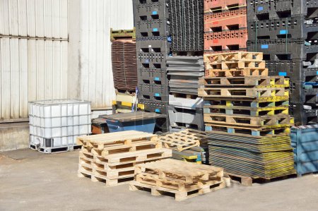 Photo for Huge piles of different type of pallet at a recycling business area - Royalty Free Image