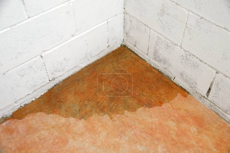 Photo for A basement that begins to filter water from the wall to the ground - Royalty Free Image