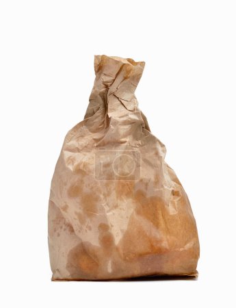 Greasy paper bag with white background