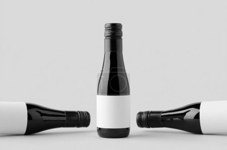 Téléchargez les photos : Petite maquette de bouteille de vin rouge. Bourgogne, alsace, forme de rhône. - en image libre de droit