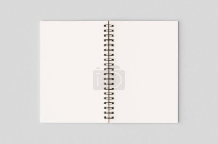 Blank white inside of a kraft spiral notebook mockup.