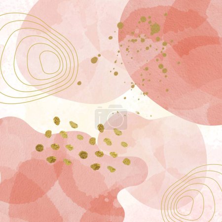 Foto de Blush rosa y oro abstractos con elementos populares Boho fondo. Decoración de la pared de la naturaleza arte contemporáneo print. Tamaño para papel imprimible de 12 pulgadas x 12 pulgadas, 3.600 x 3.600 píxeles y uso digital. - Imagen libre de derechos