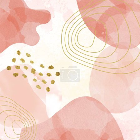 Foto de Blush rosa y oro abstractos con elementos populares Boho fondo. Decoración de la pared de la naturaleza arte contemporáneo print. Tamaño para papel imprimible de 12 pulgadas x 12 pulgadas, 3.600 x 3.600 píxeles y uso digital. - Imagen libre de derechos