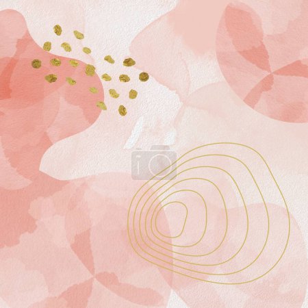 Photo for Blush pink and gold abstracts with popular Boho elements background. Nature wall decor contemporary art print. Sized for 12 inch x 12 inch, 3,600 x 3,600 pixels printable paper and digital use. - Royalty Free Image
