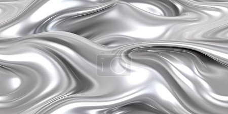 Photo for Abstract 3D Background with flowing liquid metal texture. Seamless silver background. - Royalty Free Image