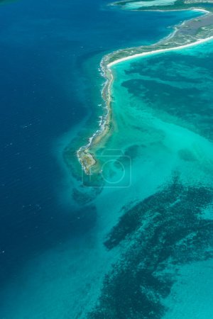 Aerial view of Los Roques in Venezuela, turquoise blue beaches, exotic beaches