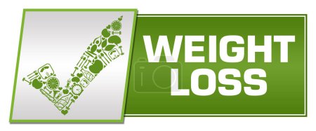 Foto de Imagen concepto de pérdida de peso con símbolos relacionados con el texto y la salud. - Imagen libre de derechos