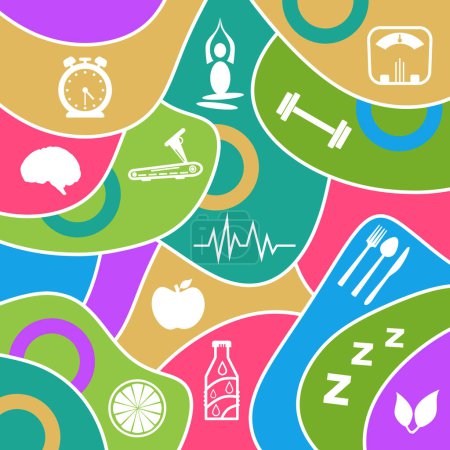 Photo for Colorful background with health symbols. - Royalty Free Image