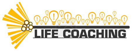 Foto de Life Coaching concept image with text and bulb symbols. - Imagen libre de derechos