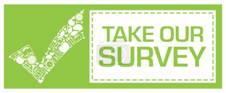 Take Our Survey concept image with text and health symbols.