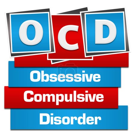 Photo for OCD - Obsessive Compulsive Disorder text written over red blue background. - Royalty Free Image