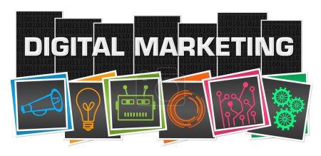 Foto de Imagen conceptual de Marketing Digital con símbolos de texto y tecnología. - Imagen libre de derechos
