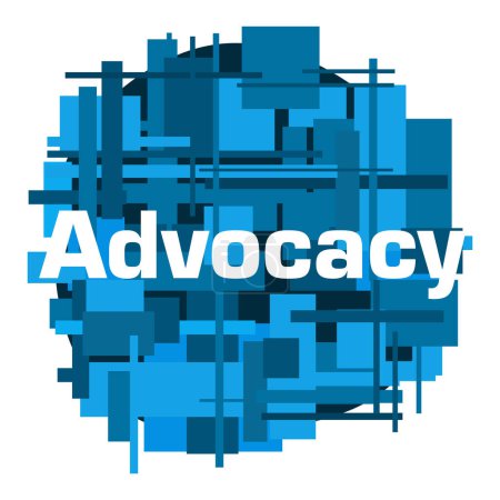 Advocacy text written over blue background.