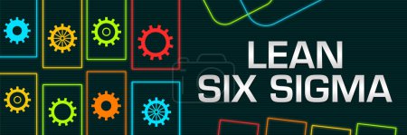 Lean Six Sigma Konzeptbild mit Text und Getriebesymbolen.