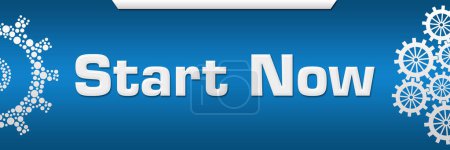 Photo for Start now text written over blue background. - Royalty Free Image