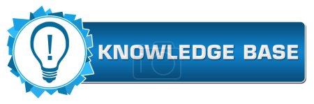 Knowledge base text written over blue background.