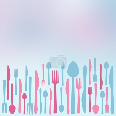 Photo for Background image with colorful spoon fork knife over colorful gradient background. - Royalty Free Image