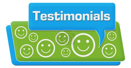 Photo for Testimonials text written over blue green background. - Royalty Free Image