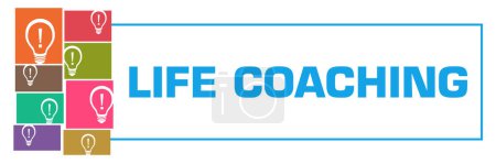 Photo for Life coaching text written over colorful background. - Royalty Free Image