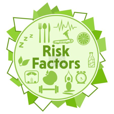 Risikofaktoren Konzeptbild mit Text- und Gesundheitssymbolen.