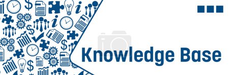 Knowledge Base Konzeptbild mit Text und Geschäftssymbolen.