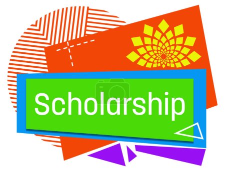 Scholarship text written over colorful background.