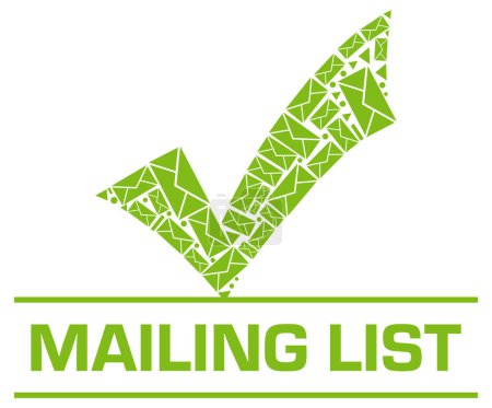 Mailing List Konzeptbild mit Text- und Umschlagsymbolen.