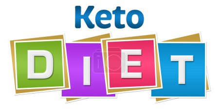 Keto diet text written over colorful background.
