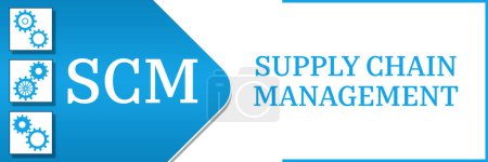 Photo for SCM - Supply Chain Management concept image with text and gear symbols. - Royalty Free Image