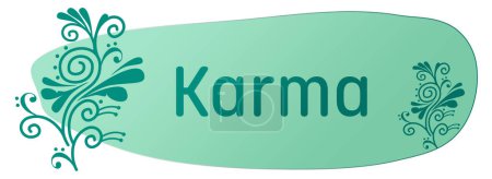 Téléchargez les photos : Karma texte écrit sur fond vert turquoise. - en image libre de droit