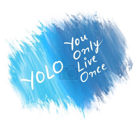 Téléchargez les photos : YOLO - Vous ne vivez qu'une seule fois texte écrit sur fond bleu. - en image libre de droit
