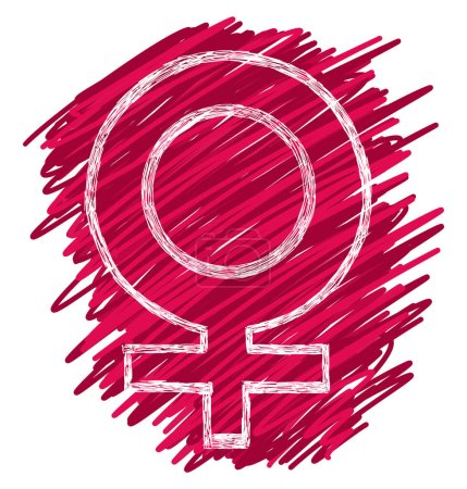 Isolated female symbol with pink blob background.
