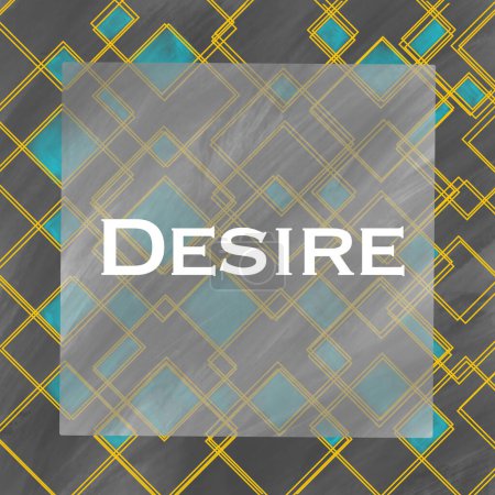 Photo for Desire text written over dark gold turquoise pattern background. - Royalty Free Image